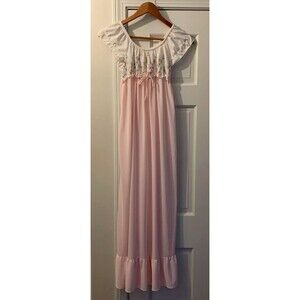 Vintage Babydoll Nightgown Maxi Length Nylon Nightgown Size Small 7/9 USA Made